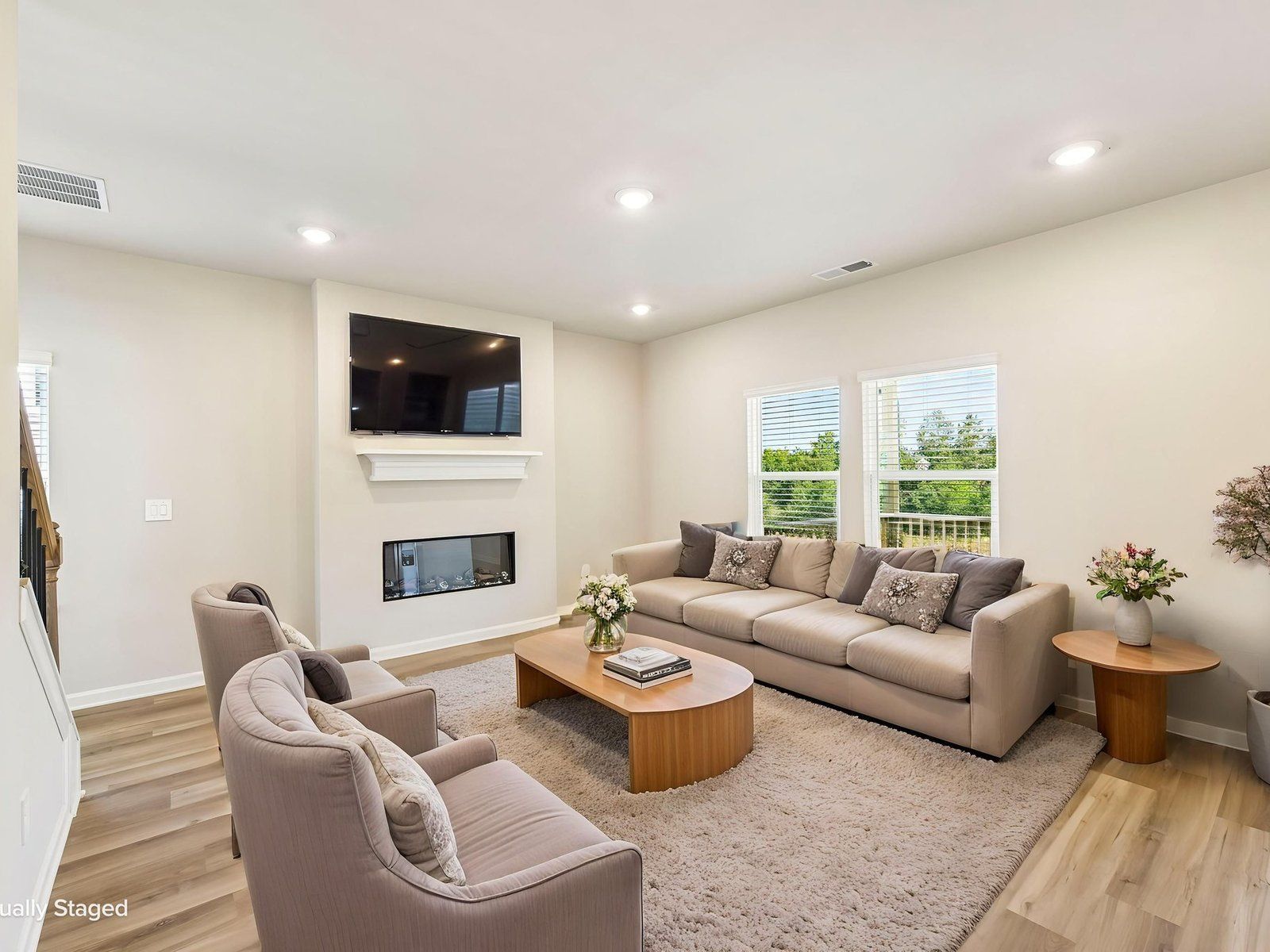The Dallas Basement floorplan with the Charm Linen interior package.