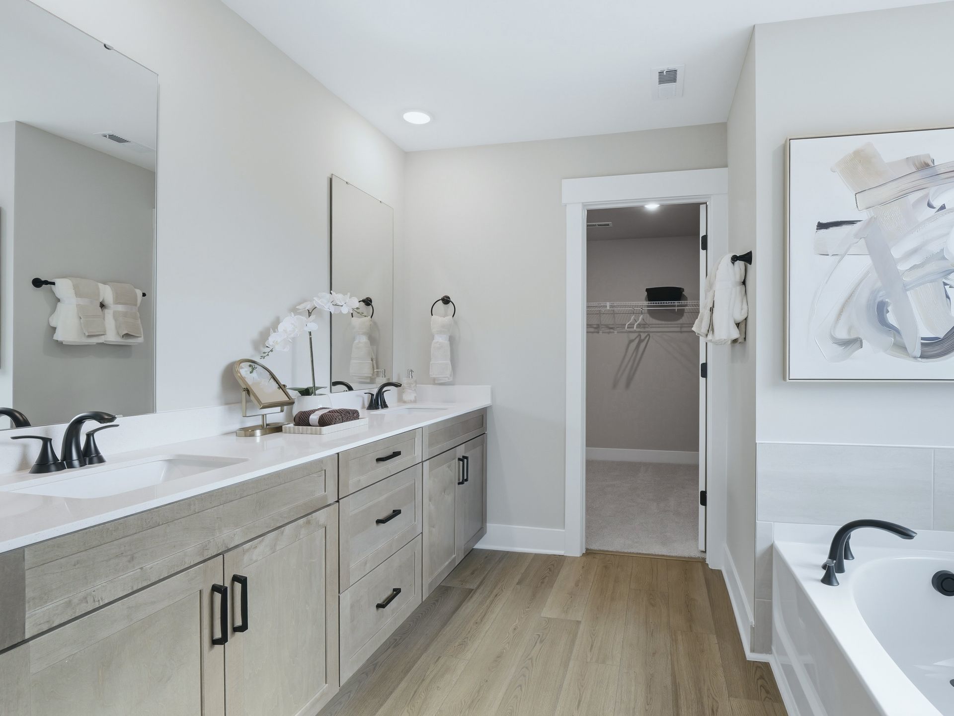 Primary bathroom in the Taylorsville floorplan at a Meritage Homes community in Zebulon, NC.