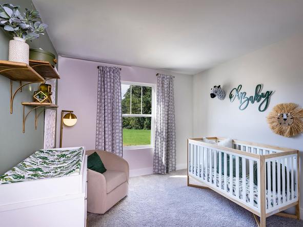 Secondary bedrooms make perfect nursery rooms. Photography from Townes at Garrison Grove.