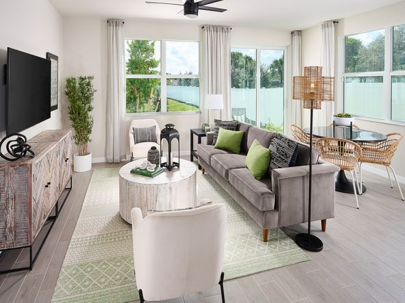 Family room in the Bronze floorplan modeled at Fontana