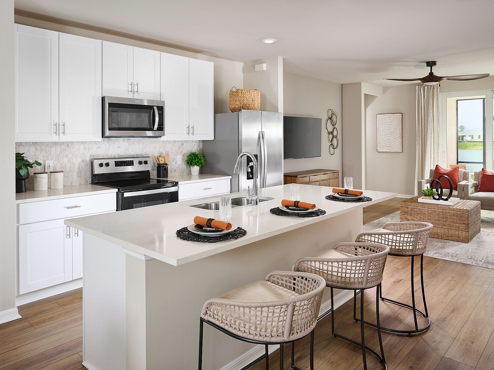 Kitchen in the Canary floorplan modeled at Crescent Lakes at Babcock Ranch