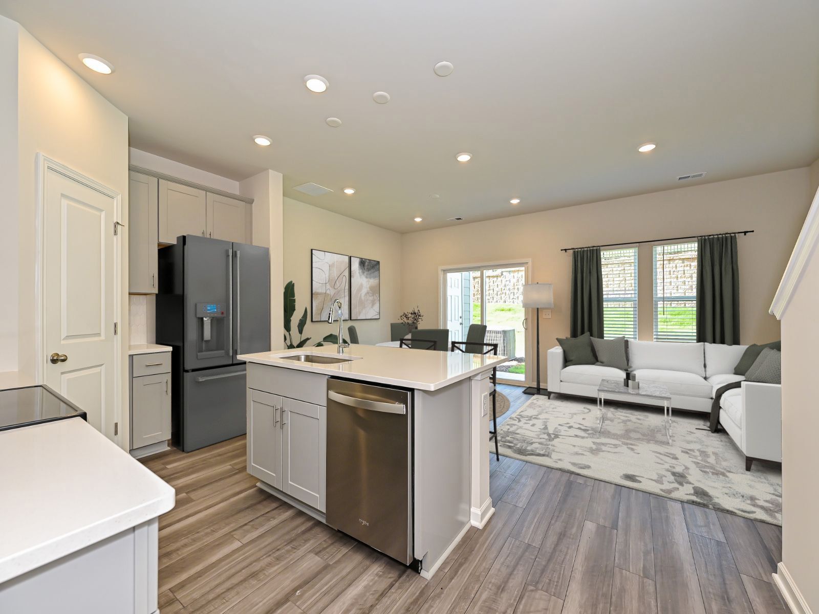 Use the kitchen island as a modern bar counter for extra seating.