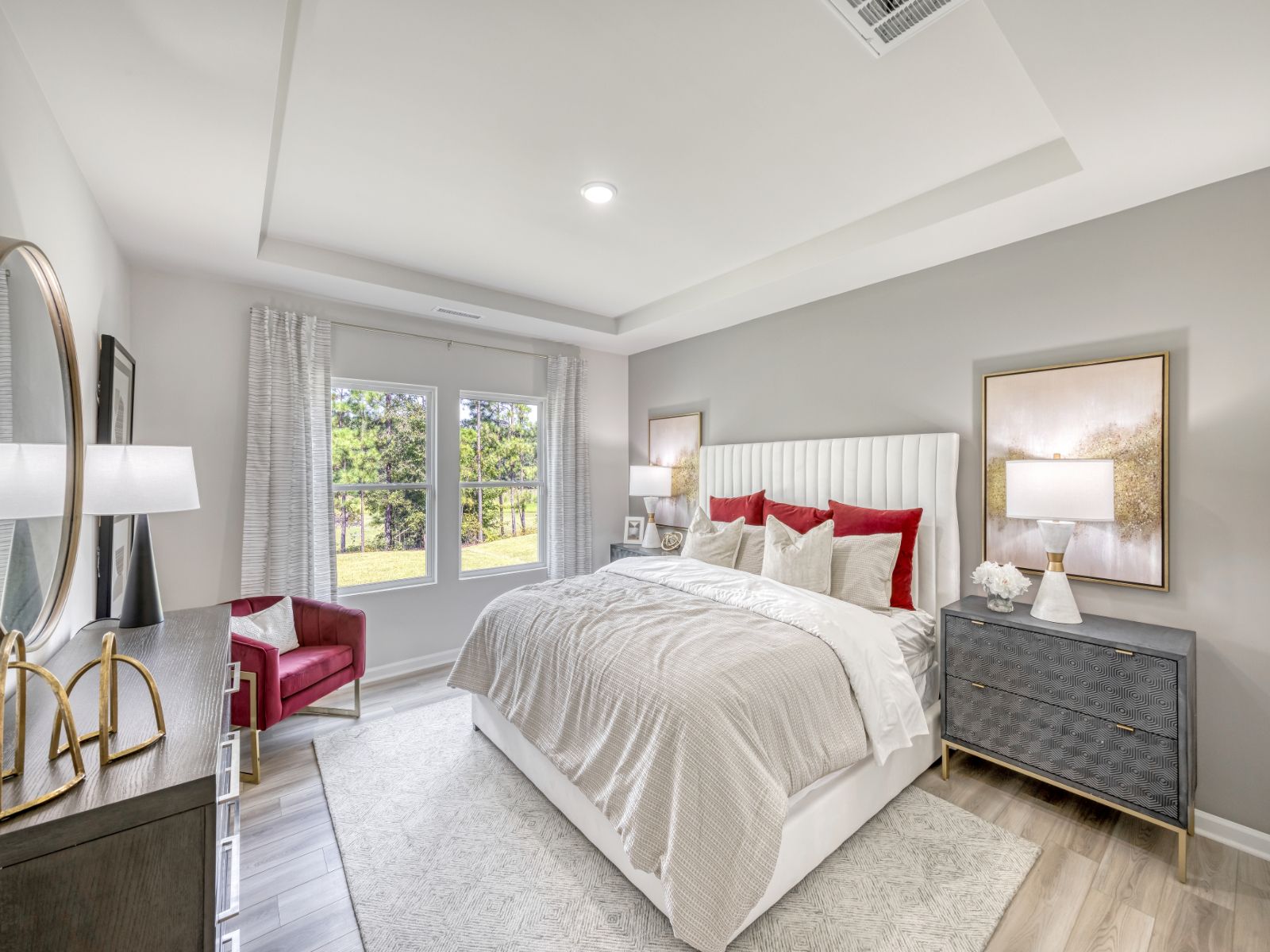 Primary bedroom in the Sherwood floorplan at a Meritage Homes community in Garner, NC.