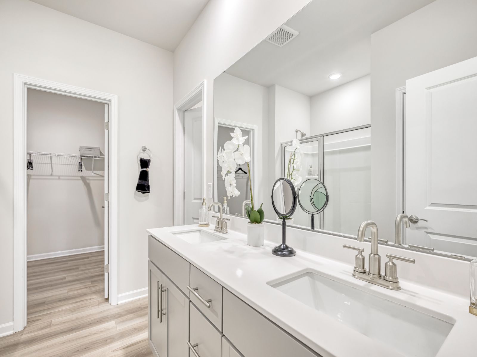 Primary bathroom in the Sherwood floorplan at a Meritage Homes community in Garner, NC.