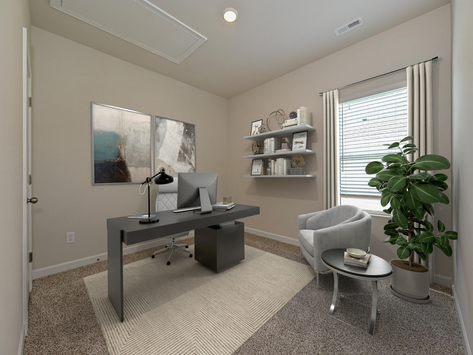 Turn a secondary bedroom into a quiet desk space to accommodate your work-from-home lifestyle.