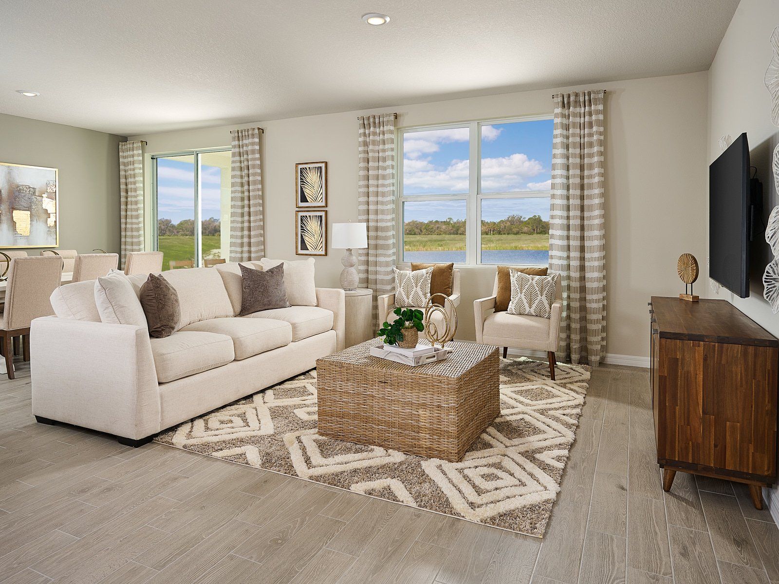 The great room of the Foxglove modeled at Magnolia Bay.
