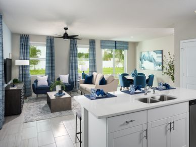 Great Room in the Pompano floorplan modeled at Tidewater