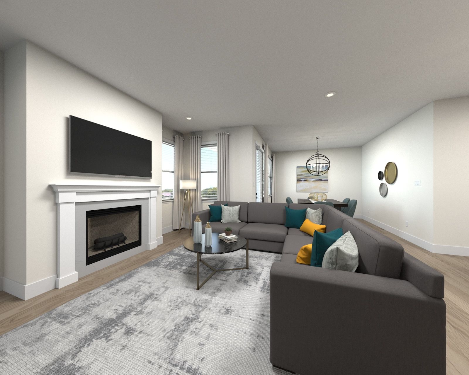 Spend family movie nights in the spacious great room.