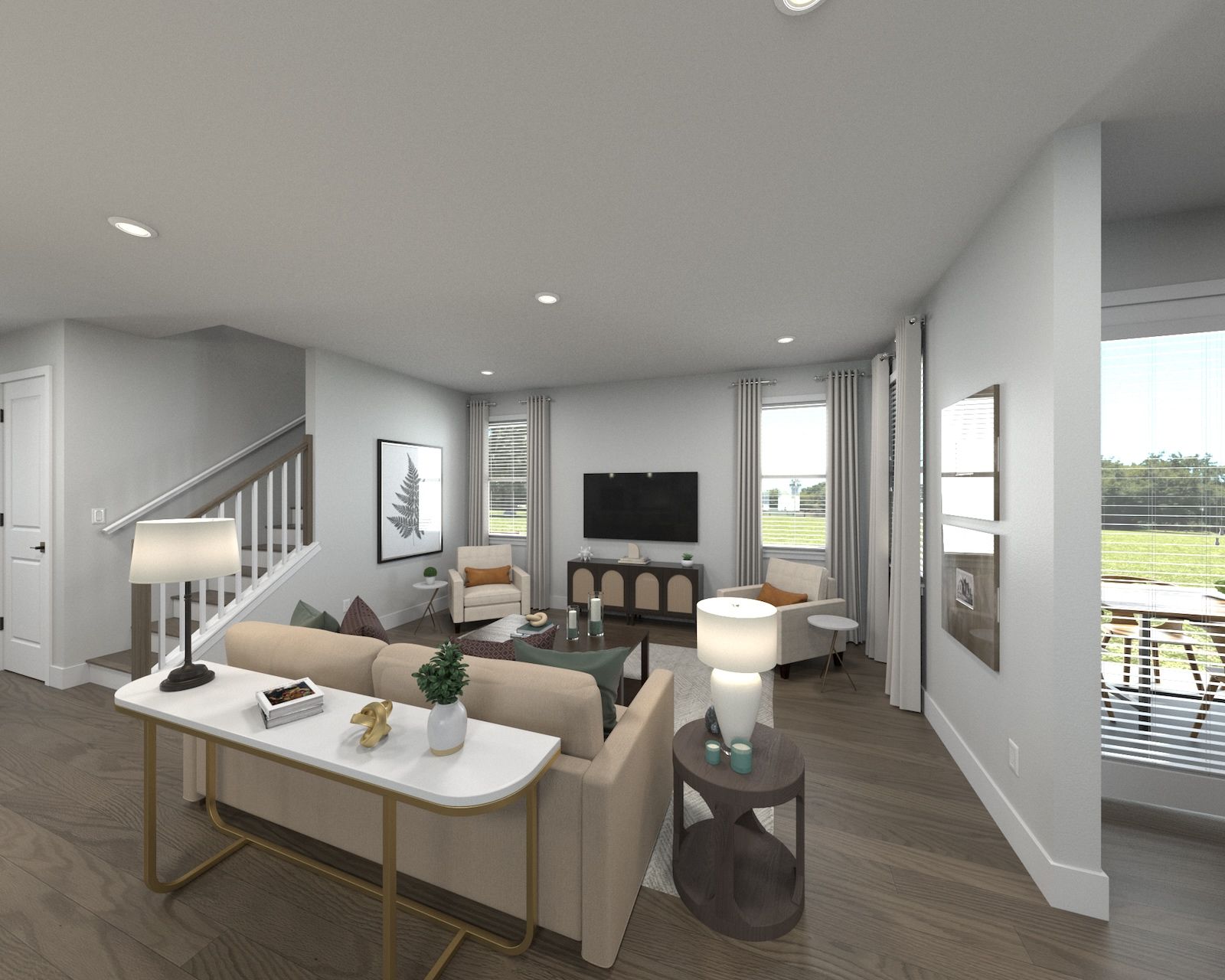 Spend family movie nights in the spacious great room.