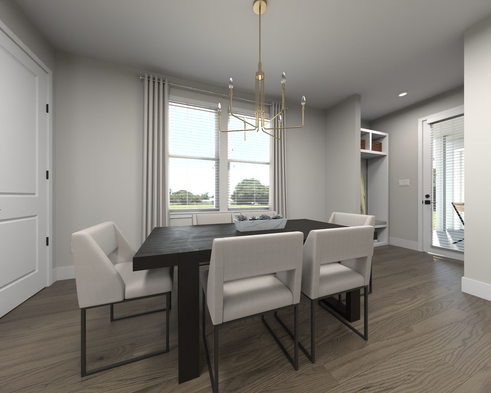 The open-concept floorplan allows for an easy flow between the kitchen and dining areas.