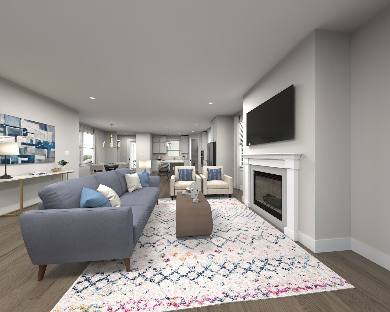 Spend family movie nights in the spacious great room.
