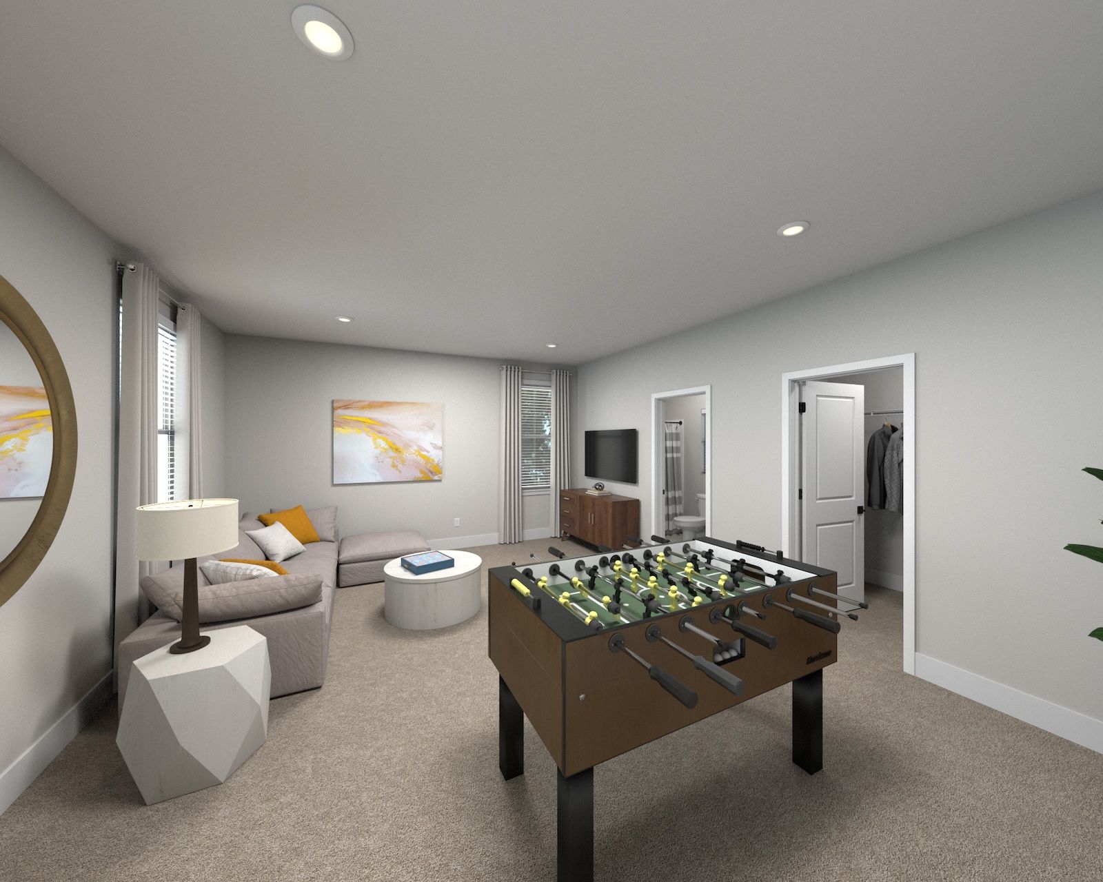 The upstairs bonus room gives the kids a place to hangout.