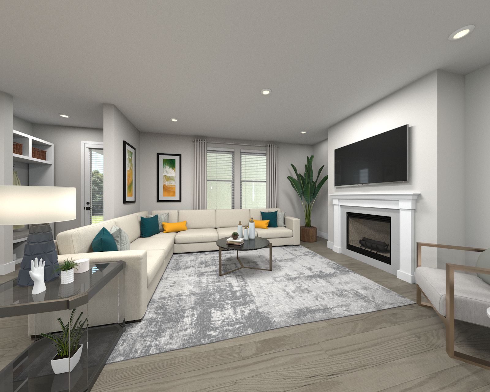 Spend family movie nights in the spacious great room.