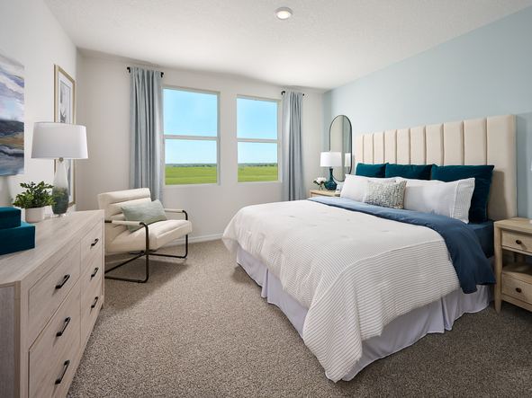 Primary bedroom in the Bluebell model at Benton Hills.