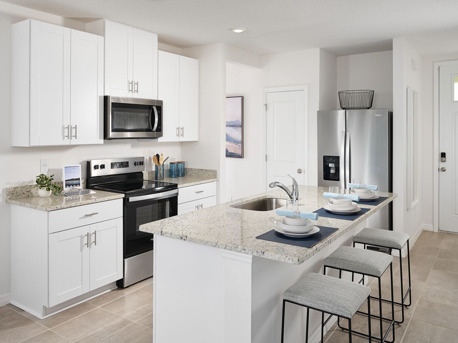 The kitchen of the Denali modeled at Benton Hills.