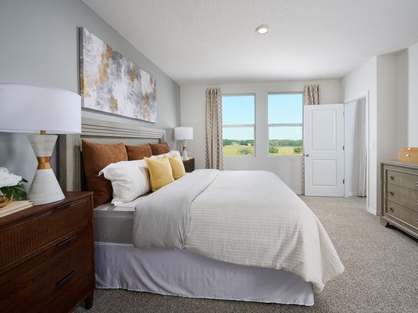 Primary bedroom of the Yellowstone modeled at Benton Hills.