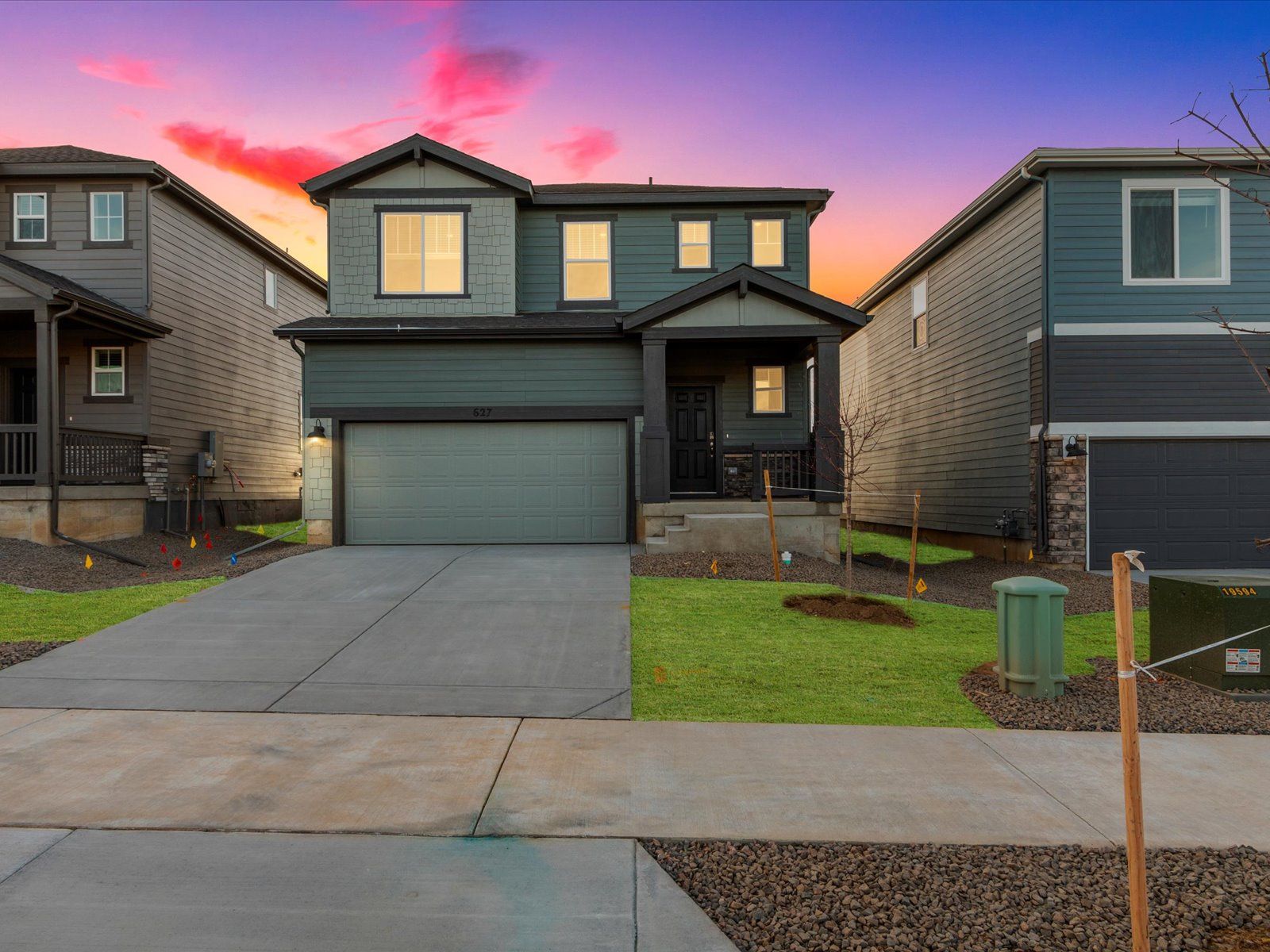 The Cottonwood floorplan exterior image taken at a Meritage Homes community in Windsor, CO.