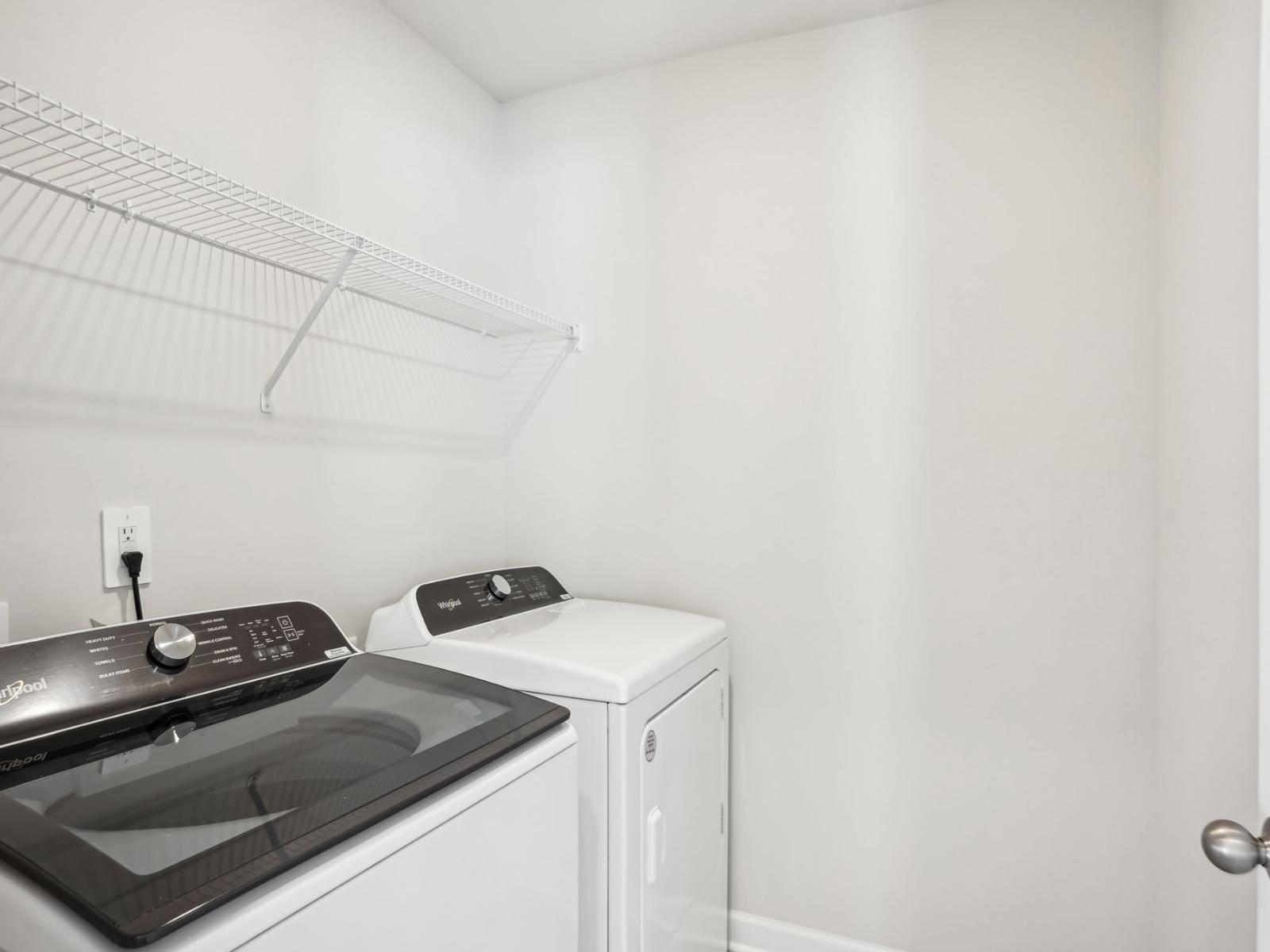 Enjoy laundry day with space to fold or sort clothes and organize essentials.