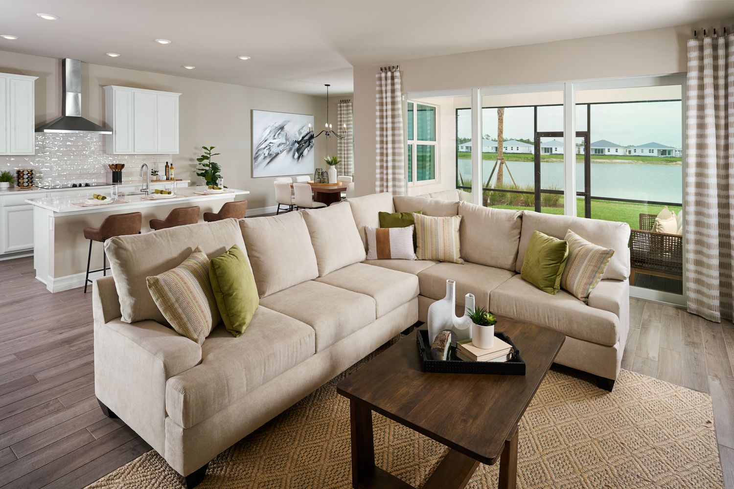 Great room in the Willet floorplan modeled at Crescent Lakes at Babcock Ranch