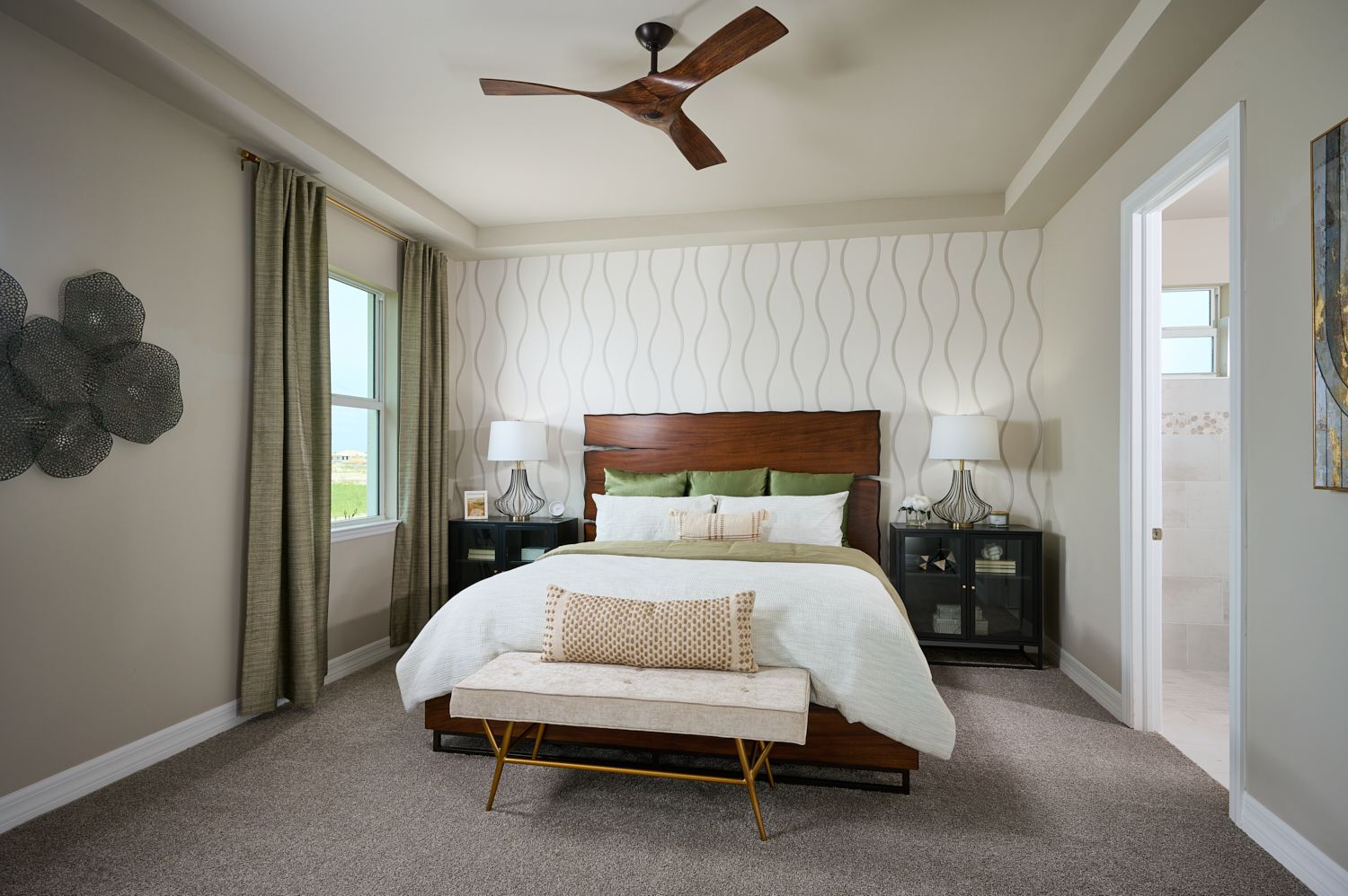 Primary bedroom in the Willet floorplan modeled at Crescent Lakes at Babcock Ranch