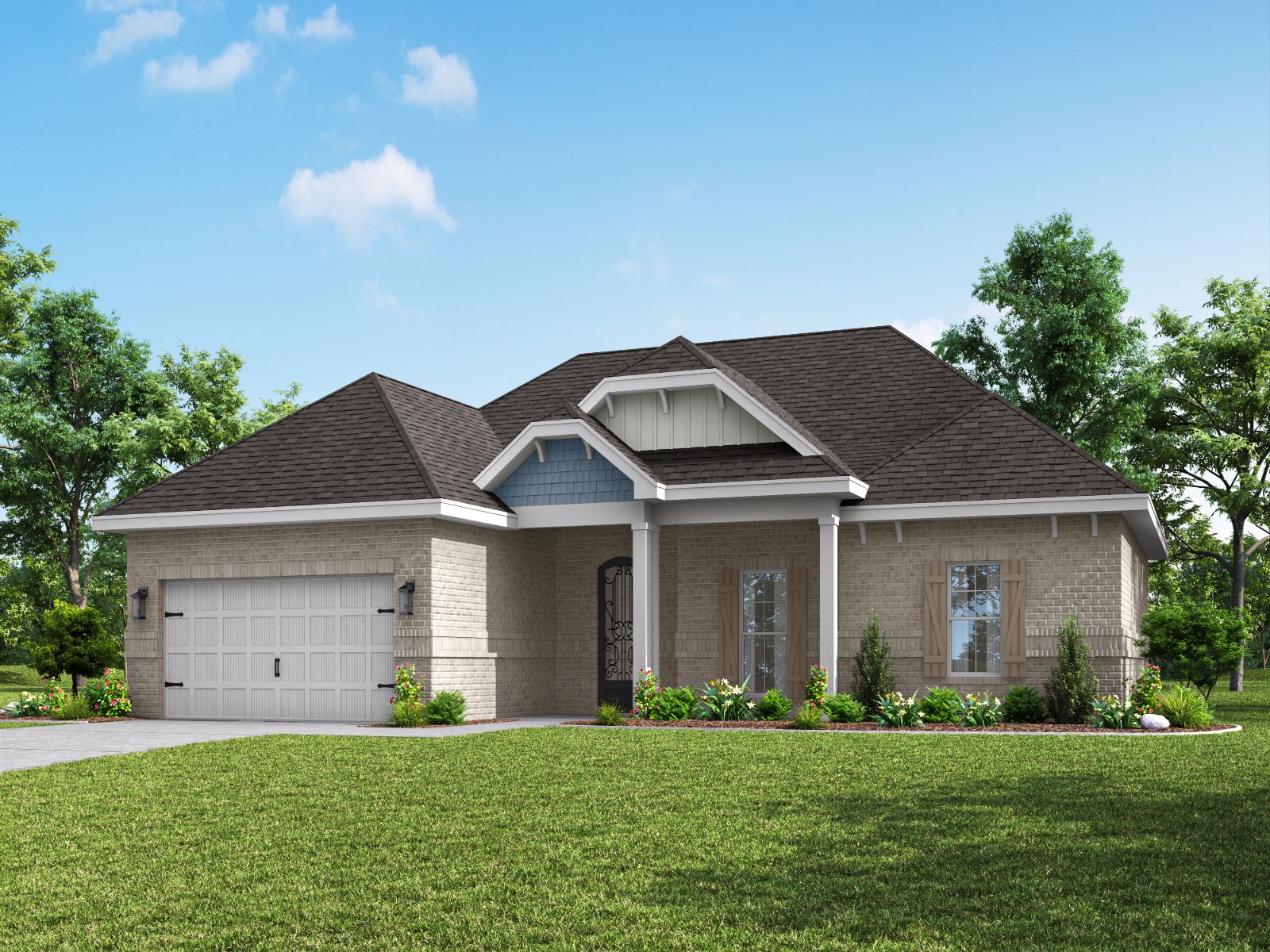 Brooks front exterior rendering at a Meritage Homes community in Gulfport, MS.