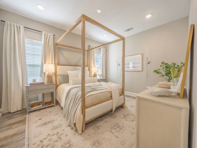 Primary bedroom in the Decatur floorplan at a Meritage Homes community in Gulfport, MS.