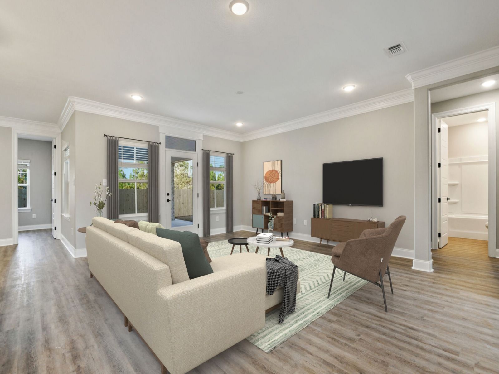 Great room in the Elliott floorplan at a Meritage Homes community in Gulfport, MS.