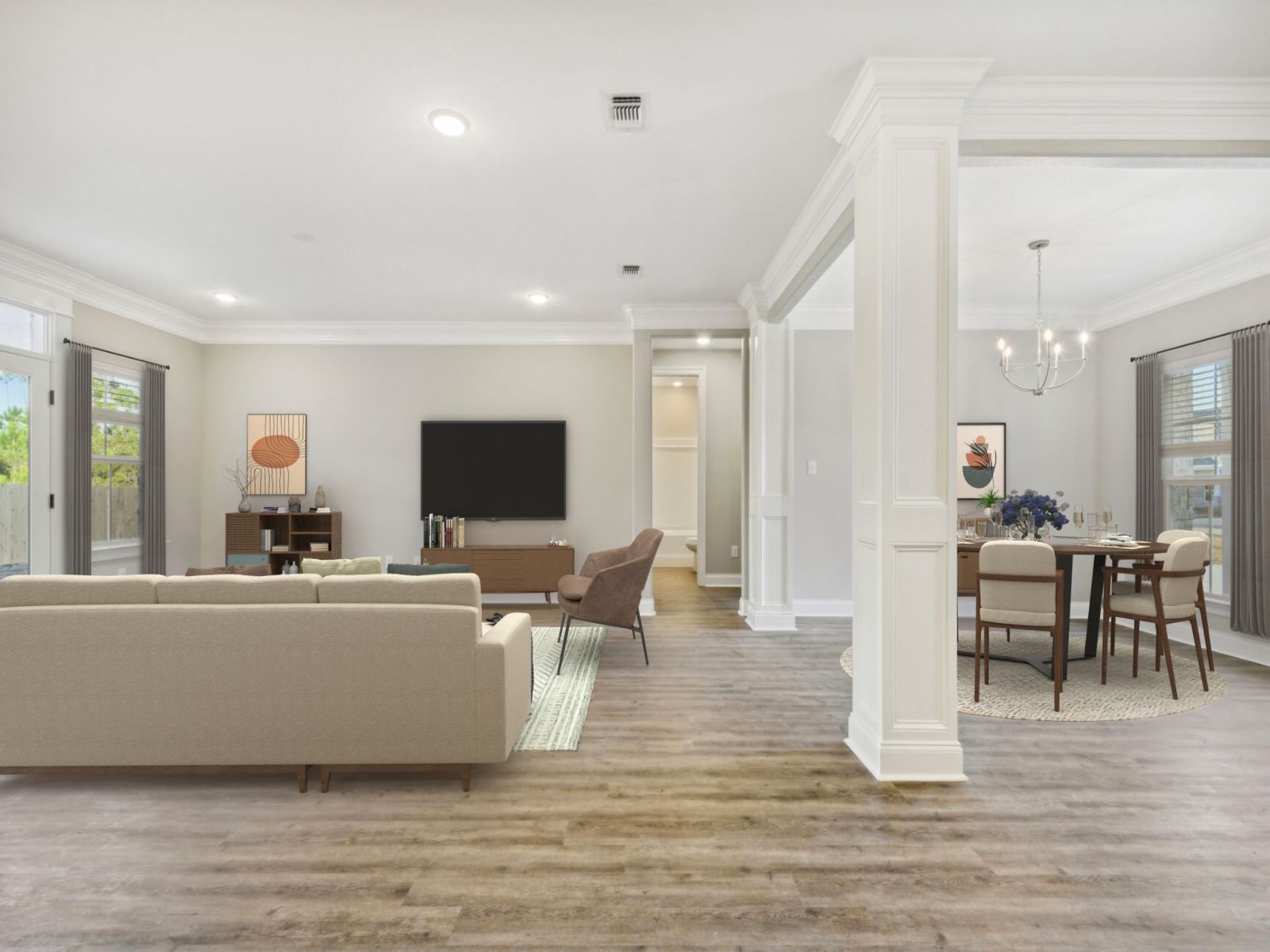 Great room in the Elliott floorplan at a Meritage Homes community in Gulfport, MS.