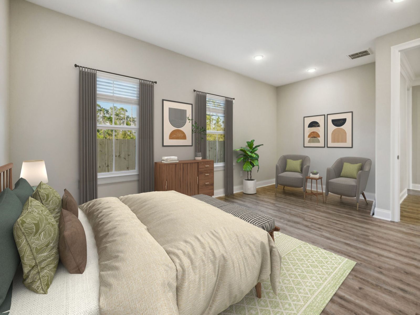 Primary bedroom in the Elliott floorplan at a Meritage Homes community in Gulfport, MS.
