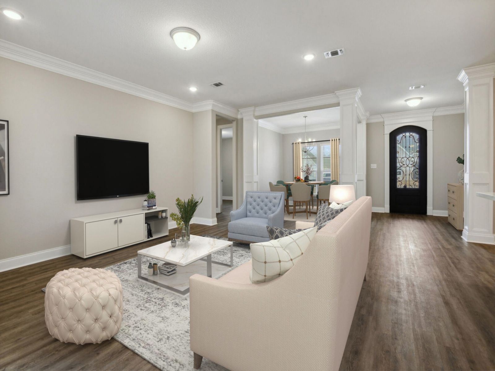 Great room in the Brooks floorplan at a Meritage Homes community in Gulfport, MS.