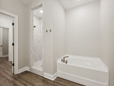 Primary bathroom in the Brooks floorplan at a Meritage Homes community in Gulfport, MS.