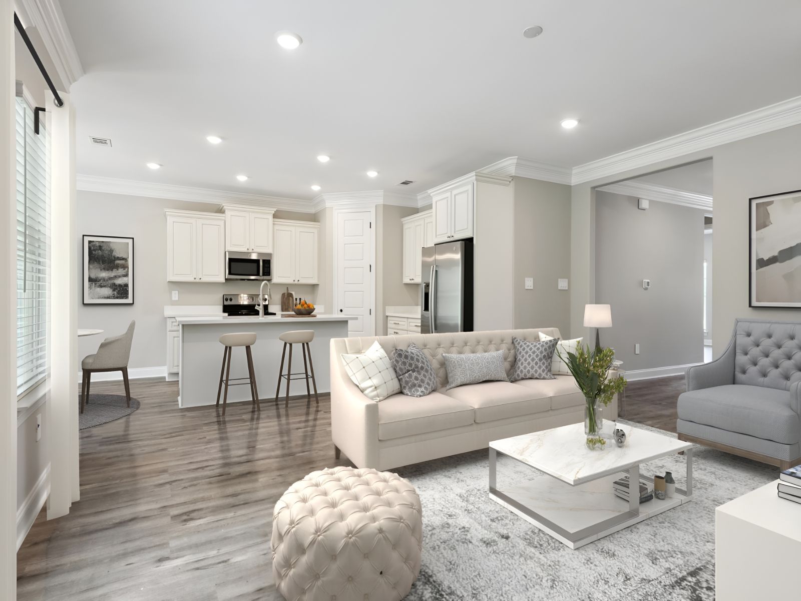 Great room in the Sandpiper floorplan at a Meritage Homes community in Gulfport, MS.