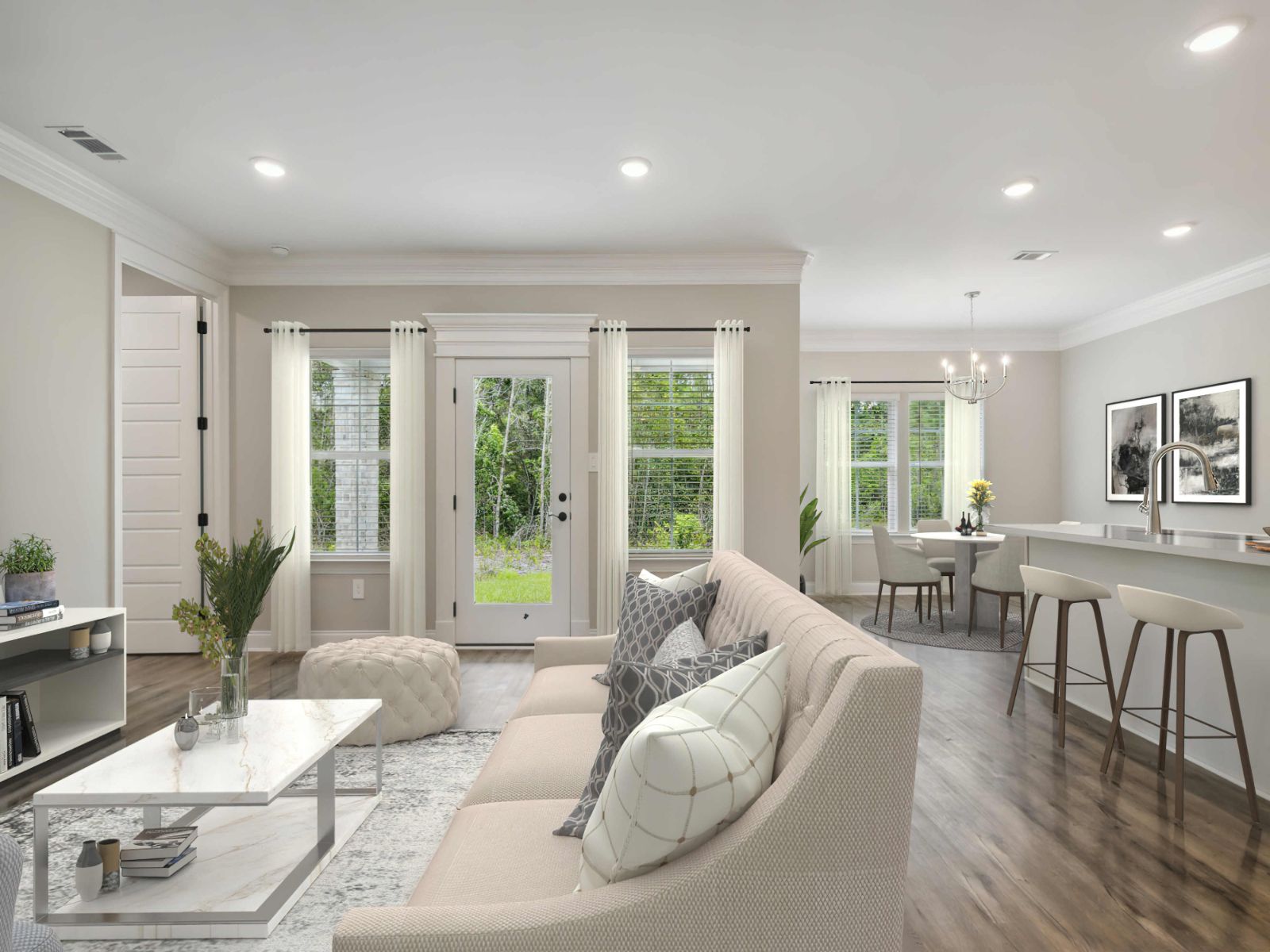 Great room in the Sandpiper floorplan at a Meritage Homes community in Gulfport, MS.