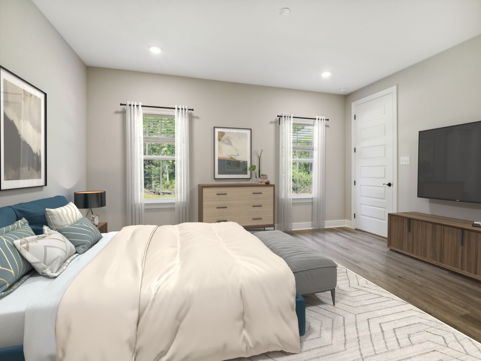 Primary bedroom in the Jules floorplan at a Meritage Homes community in Gulfport, MS.