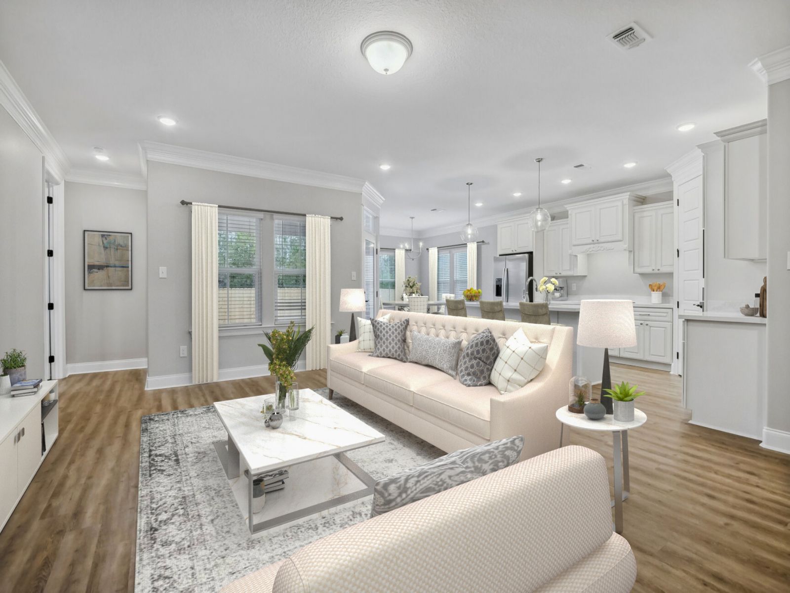 Great room in the Taylor floorplan at a Meritage Homes community in Gulfport, MS.