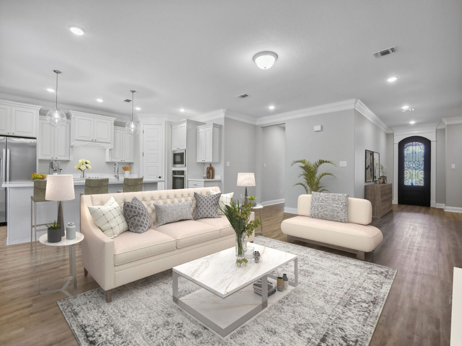 Great room in the Taylor floorplan at a Meritage Homes community in Gulfport, MS.