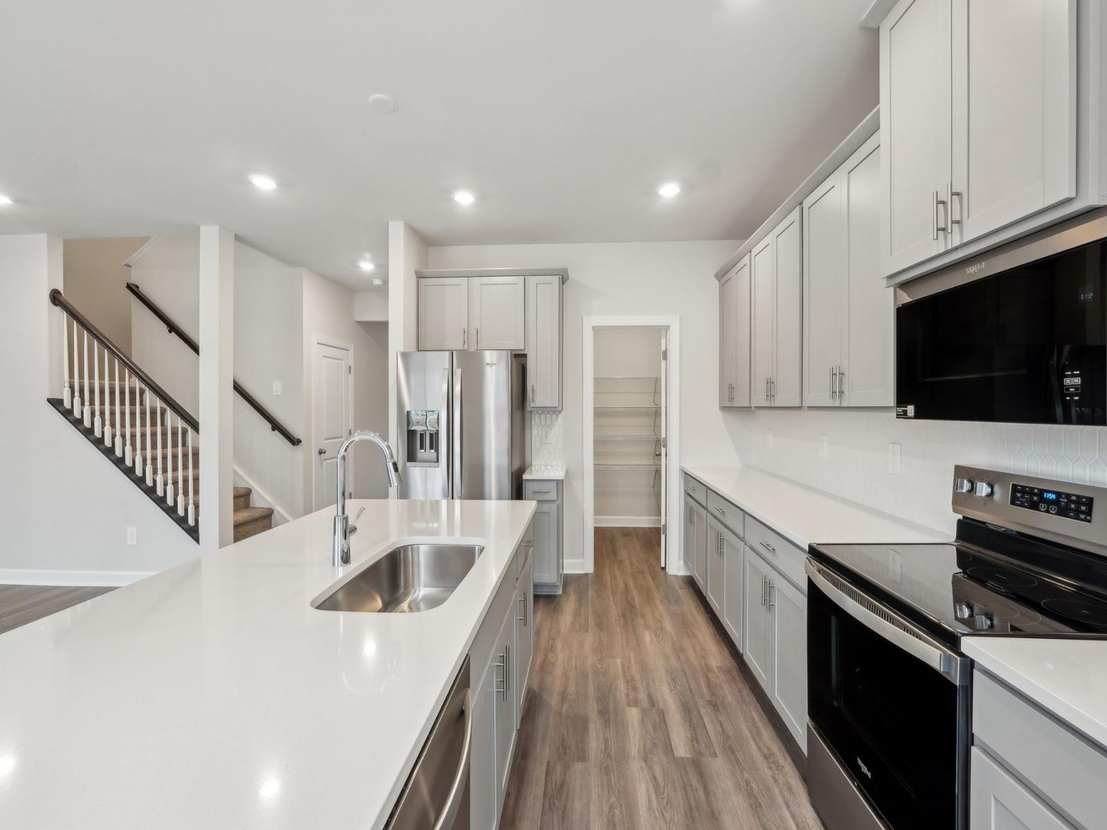 With countless cabinets and large counters, you have more space to store your kitchen essentials.
