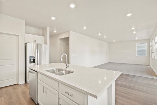 The Pine floorplan interior image taken at a Meritage Homes Community in Tooele, UT.