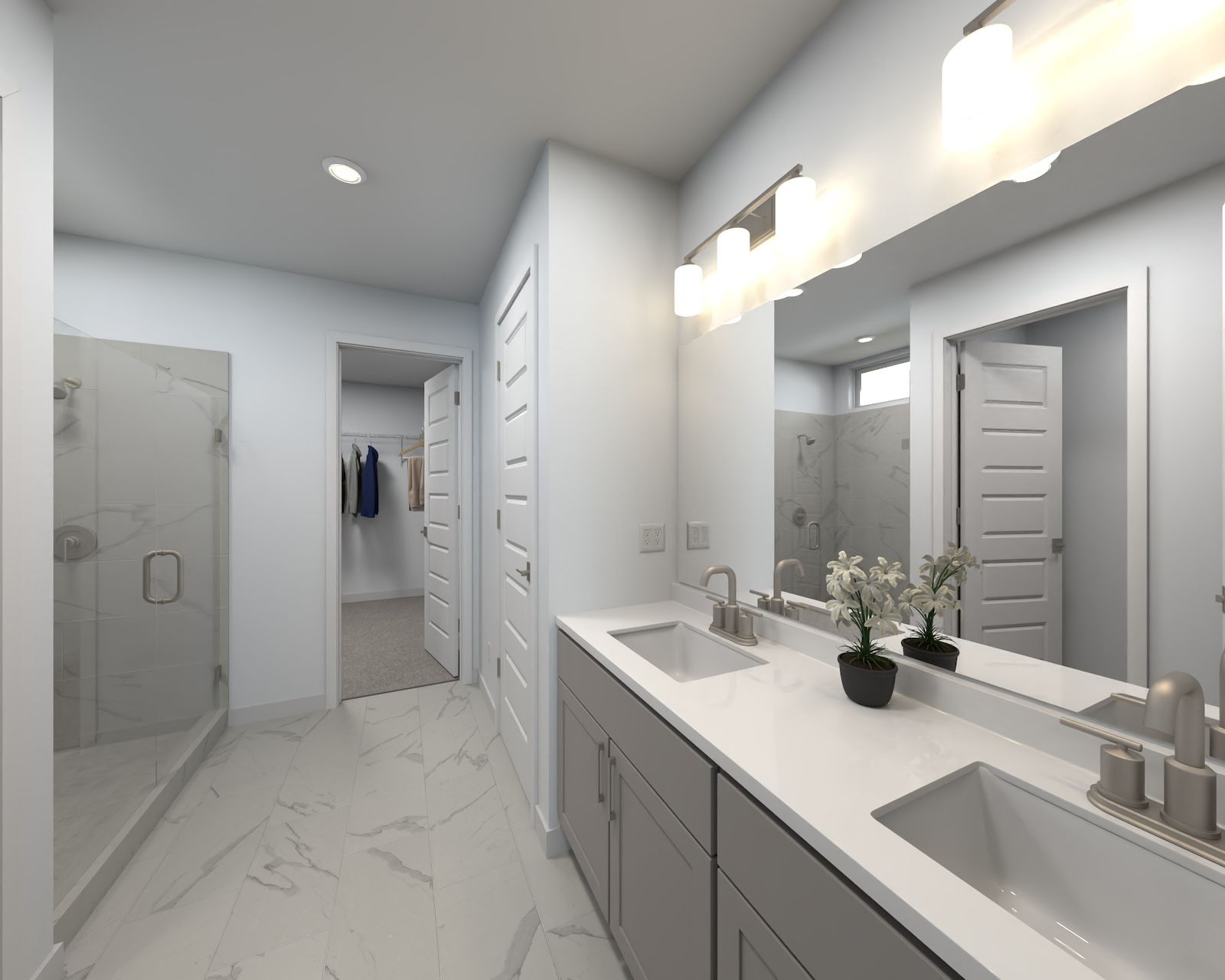 Rendering of the Bergamo Primary Bathroom.