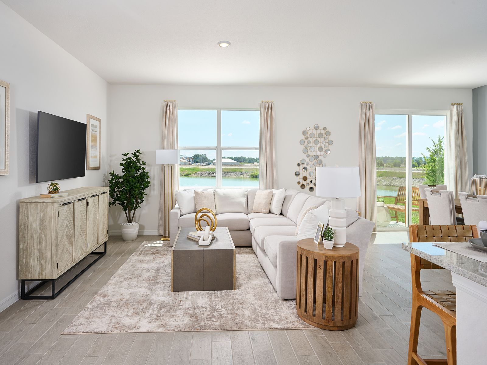 The Living Room of the Foxglove modeled at The Grove at Stuart Crossing.