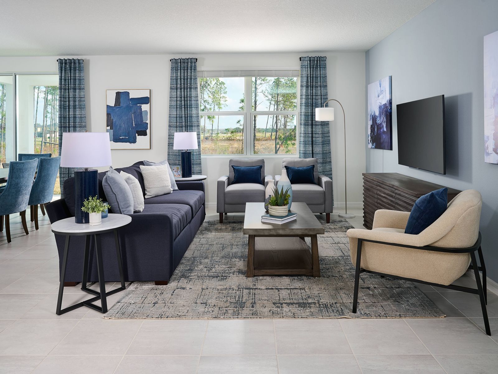 The Living Room of the Essex Floorplan Modeled at Two Rivers.
