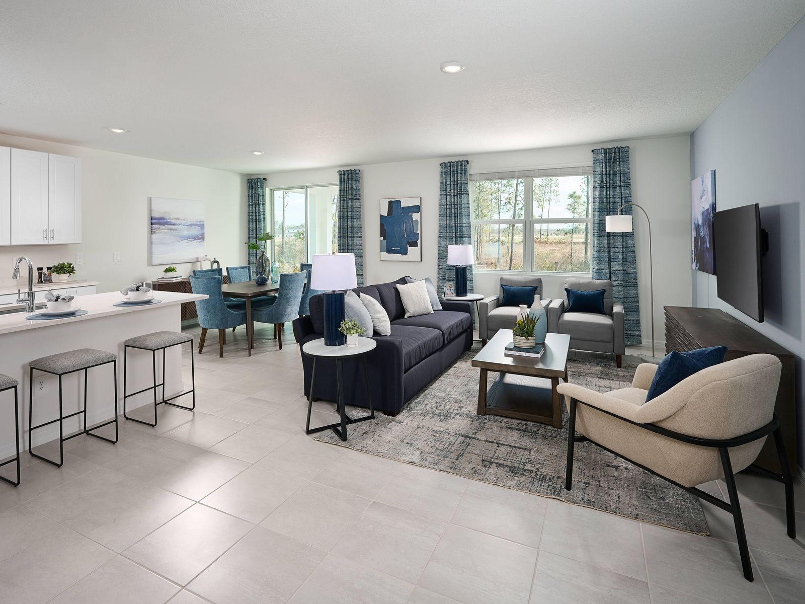 The Great Room of the Essex Floorplan Modeled at Two Rivers.