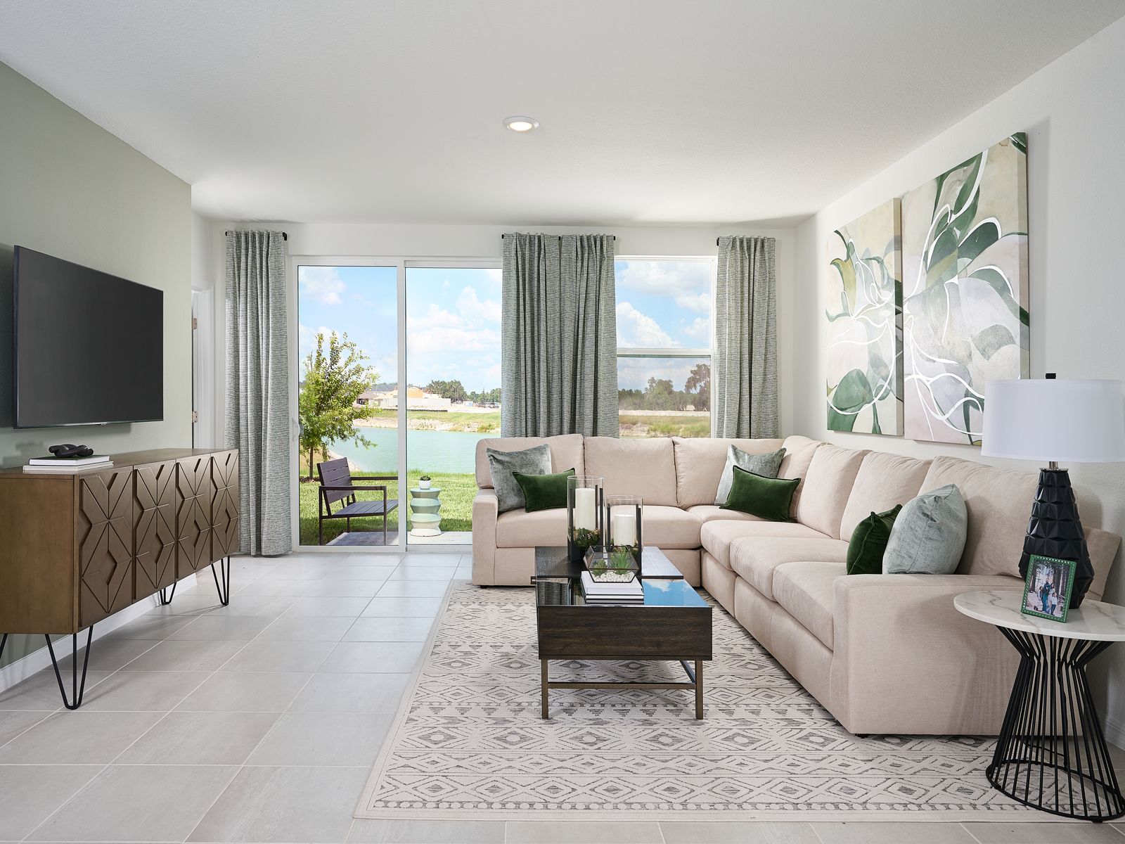The Living Room of the Model at the Grove at Stuart Crossing.