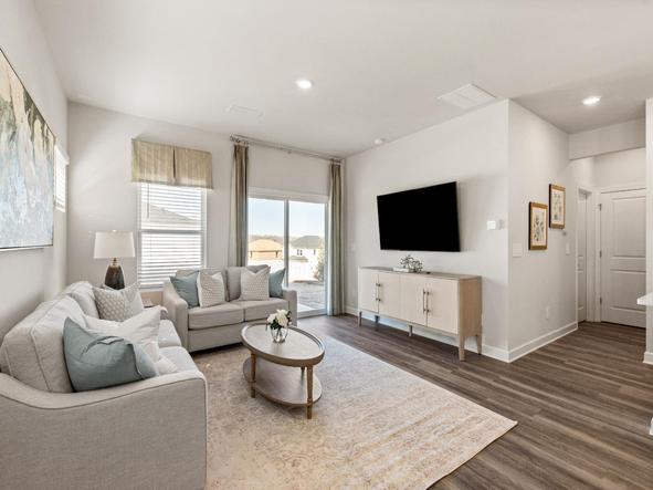 Gather friends for a move night in the relaxing great room.