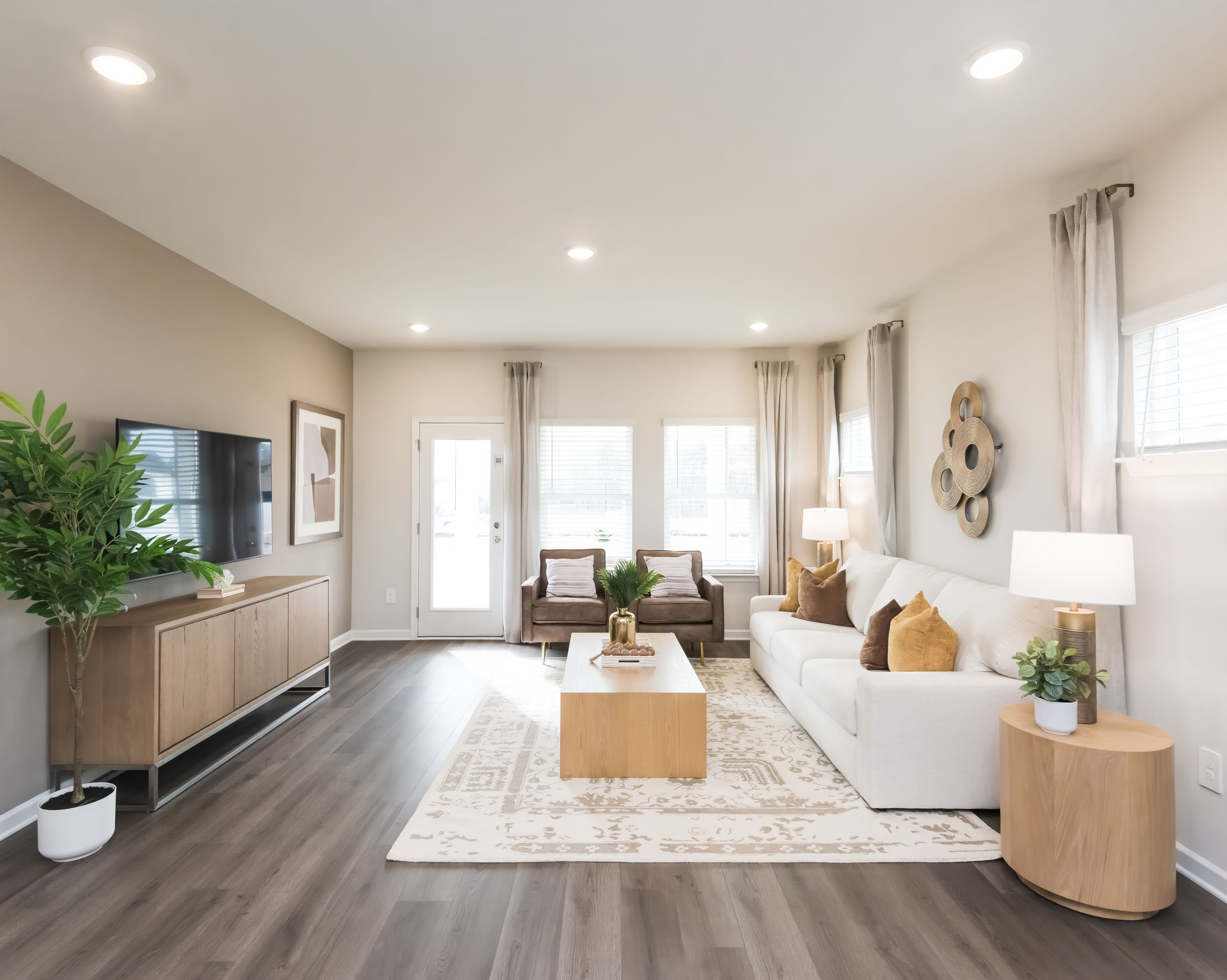 Host a movie night or trivia with friends and family in the spacious living room.