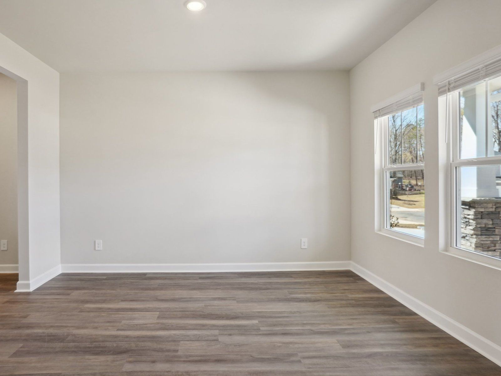 The downstairs flex room is perfect for a dining room or lounge space.