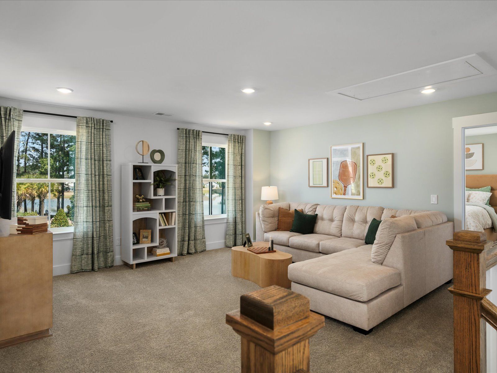 A second floor loft provides a large space to relax and unwind.