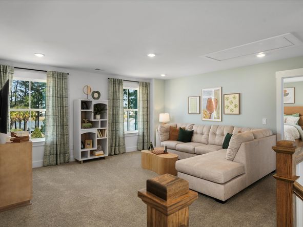 A second floor loft provides a large space to relax and unwind.