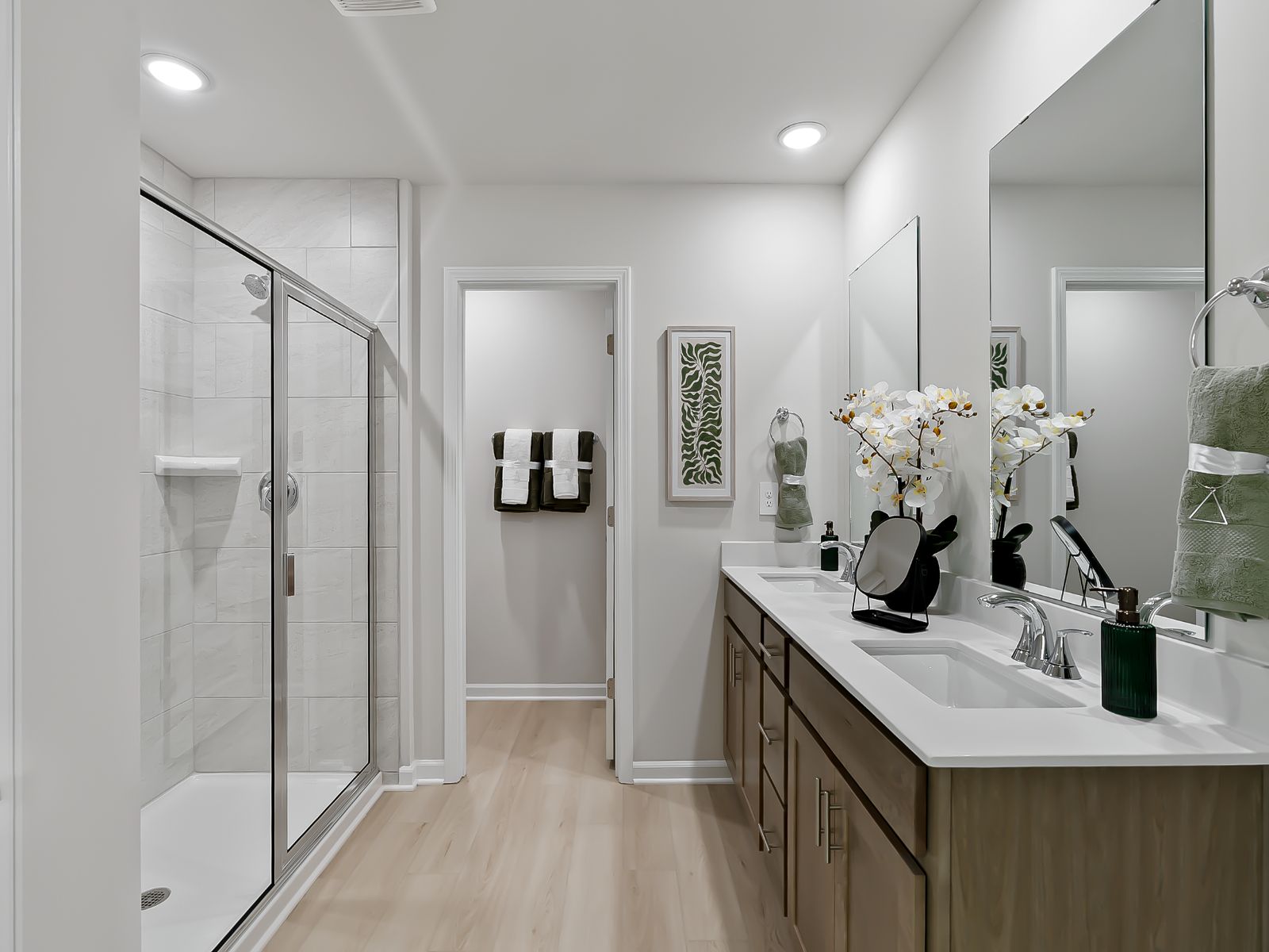 Primary bathroom in the Chatham floorplan at a Meritage Homes community in Zebulon, NC.