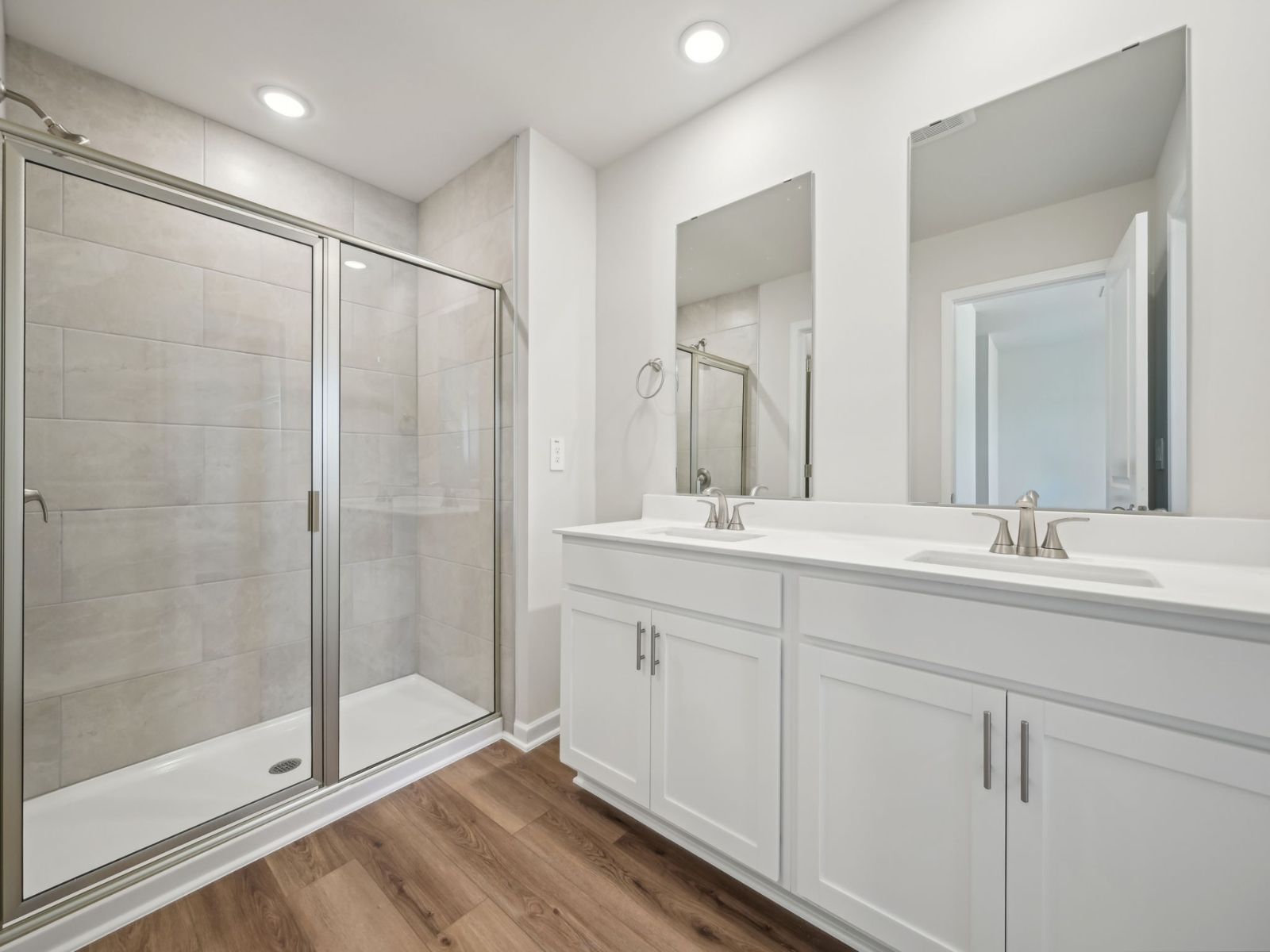 Primary bath in the Thorton floorplan at 3725 Rosebush Dr in Zebulon, NC.